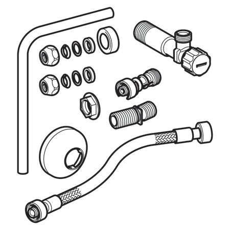 Lateral water supply connection set for Geberit Monolith sanitary module for WC