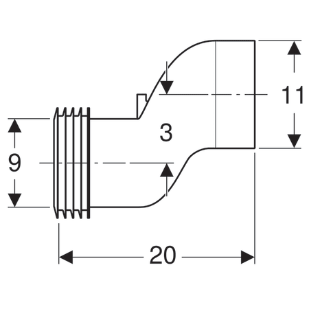 Geberit straight connector set for wall-hung WC, stepped by 3 cm