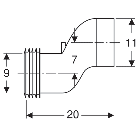 Geberit straight connector set for wall-hung WC, stepped by 7 cm